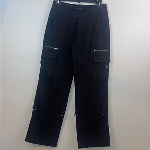 Women’s Flamingo Black Straight Leg Cargo Pants Size Small #101